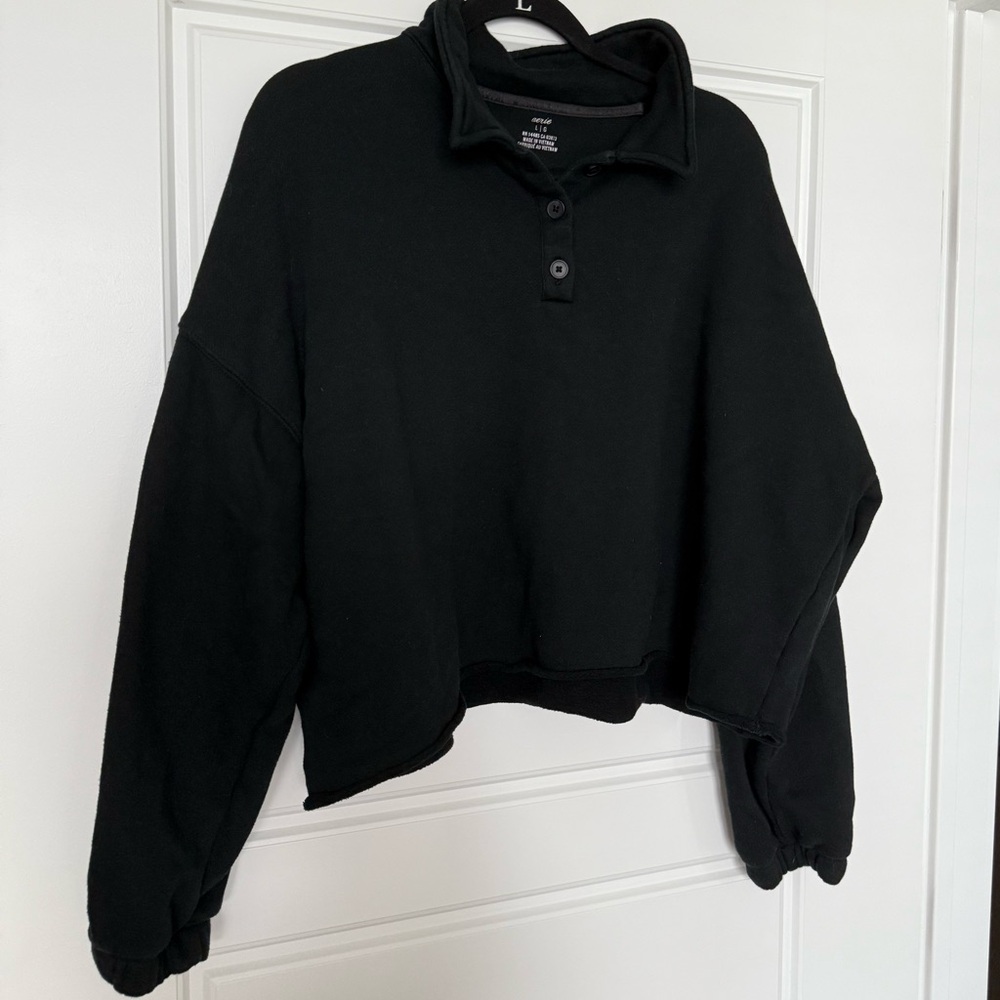 Aerie Black Cowl Neck  Cropped Sweater